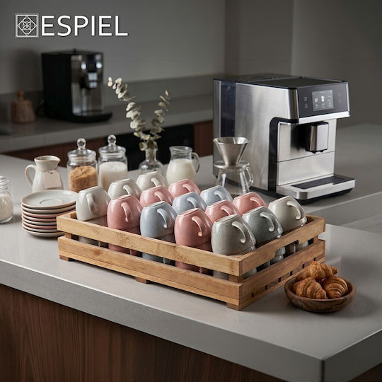 Espiel Essentials Комплект Чаши Cappuccino От Порцелан Розови 220ml 6 Броя