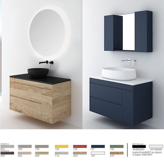 Orabella Waschtisch ohne Waschbecken mit Spiegel Matte White