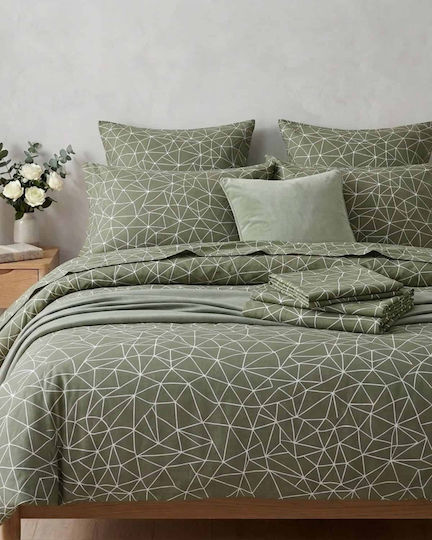 Olia Home Плик за Завивка Памучен Кинг Сайз 220x240 Маслинено зелено