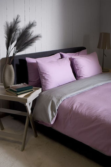 Viokarpet Duvet Cover Home View Lilac Lt Grey Set Single 165x245 Cm