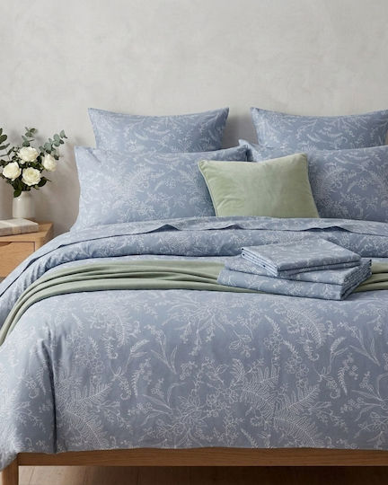 Olia Home Duvet Cover Cotton Queen 220x240 Dusty Blue - Kc18500300