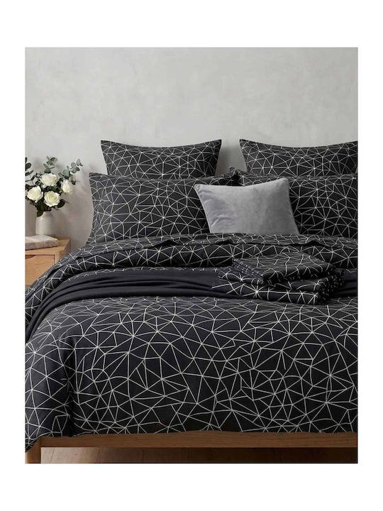 Olia Home Bettbezug Baumwolle Übergröße 220x240 Black Velvet-Black Metal