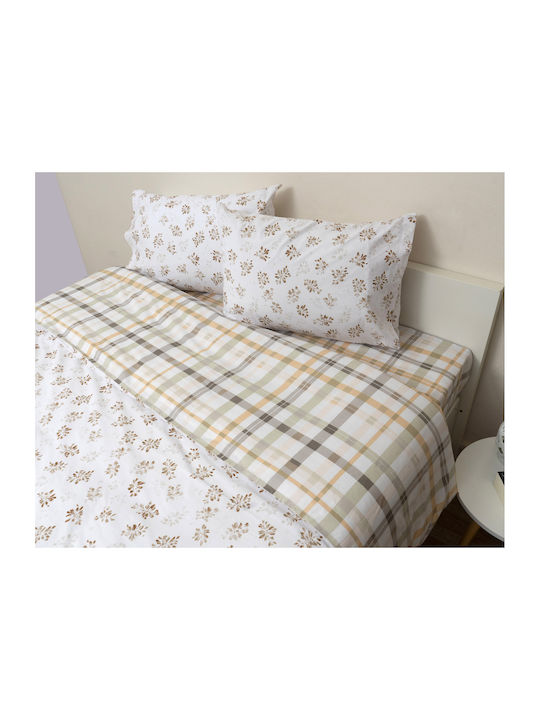 Viopros Cotton Duvet Cover Set 180x240cm Double With Pillowcase Anthi Anthi