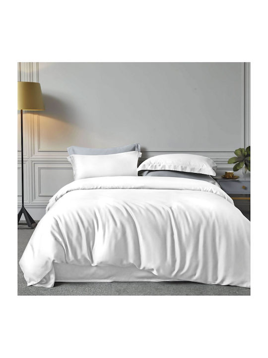 Rythmos Bettbezug-Set Baumwolle Übergröße mit 2 Kissenbezügen 240x260 Bamboo White