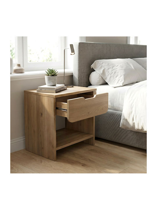 Bedside Table Mida Wooden Beige 45x40x52cm