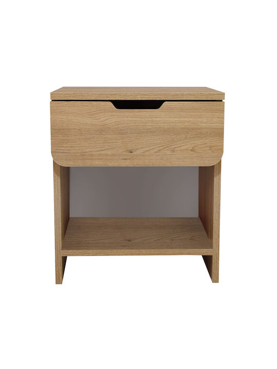 Bedside Table Mida Wooden Beige 45x40x52cm
