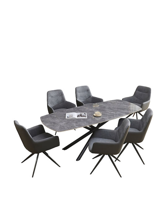 Esszimmermöbel-Set Vanta Erweiterbar mit 6 Stücken 140(+60)x90cm
