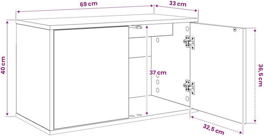 Dulap Suspendat Din Stejar Negru 69x33x40cm