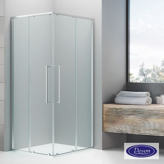 Devon Elli Corner Entry Καμπίνα Ντουζιέρας με Συρόμενη Πόρτα 90x70x200cm Chrome
