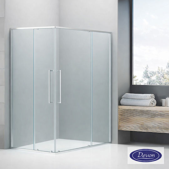 Devon Elli Corner Entry Cabină de Duș cu Ușă Glisantă 110x90x200cm Chrome Devon Elli Corner Entry Cabină de Duș cu Ușă Glisantă 110x90x200cm Chrome