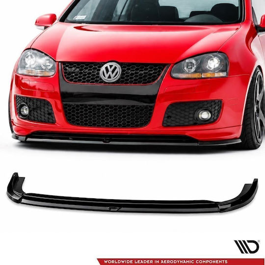 Maxton Design Spoiler Car Front Glossy Black Compatible with Volkswagen Golf V GTI