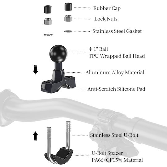 LanParte Ball for Motorcycle Mobile Mount
