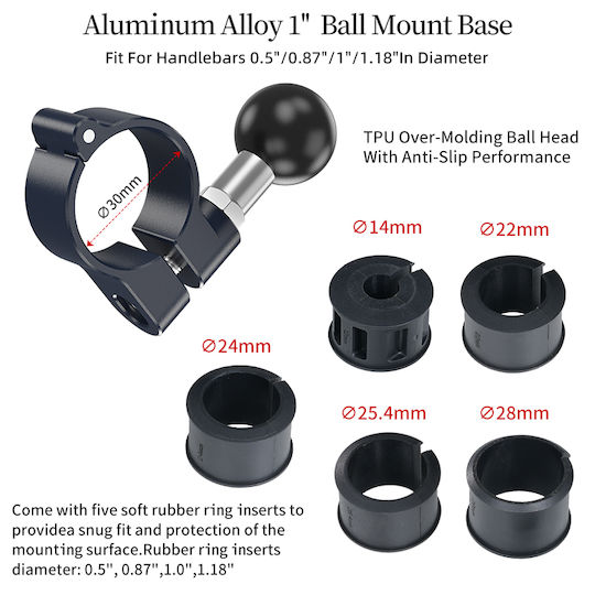 LanParte Balls for Motorcycle Mobile Mount