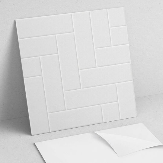 Vinyl Tile Stickers Decorative Printed Herringbone Brick Pattern 4x50x50 Pieces