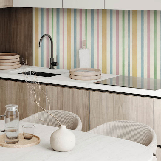 Autocolant Vinilic Tipărit Panou 120x60 Cm Dungi Verticale Multicolore