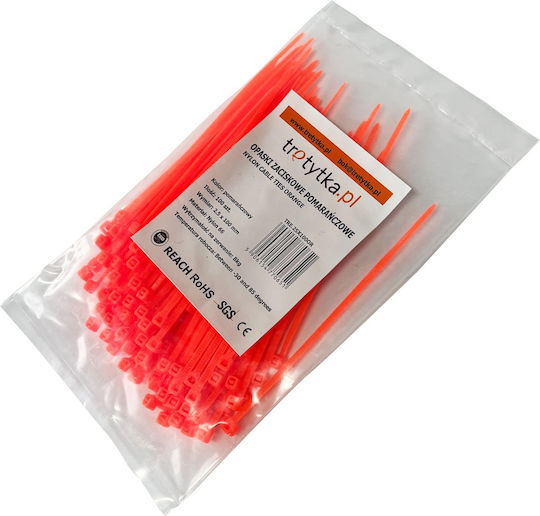 Tretytka Legături Cablu Din Plastic 100mmx2.5mm În Culoare Portocalie 100 Bucăți