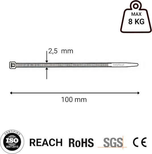 Tretytka Πλαστικά Δεματικά Καλωδίων 100mmx2.5mm σε Καφέ χρώμα (100τμχ)