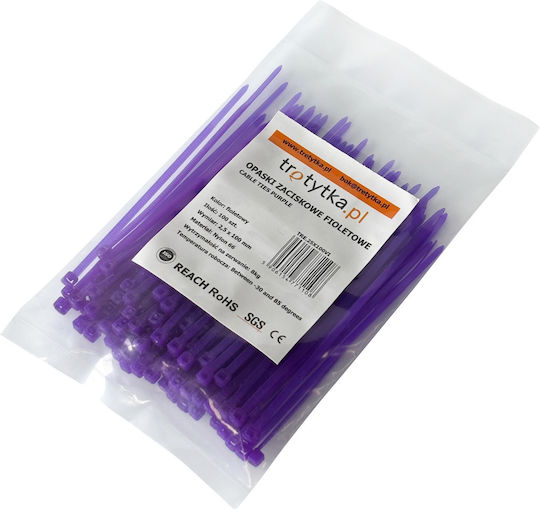 Tretytka Πλαστικό Δεματικό Καλωδίων 100mmx2.5mm σε Μωβ χρώμα (1τμχ)