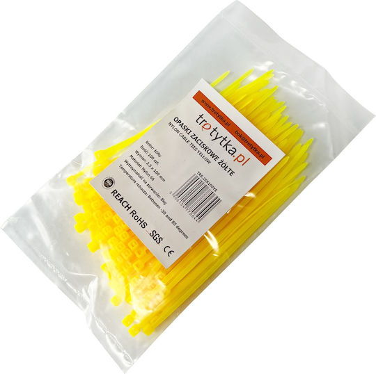 Tretytka Plastische Kabelbinder 100mmx2.5mm in Gelbe Farbe (100Stück)