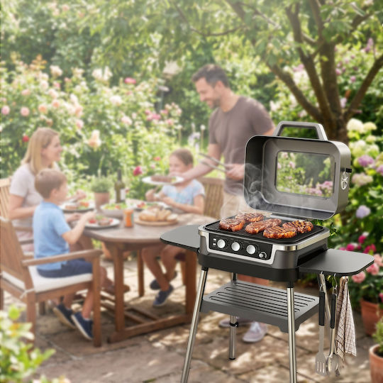 Rohnson Prime Elektrischer Grill Mit Beinen und Gerillter Platte 2600W Mit Deckel und Einstellbarem Thermostat 48.3x31.7cm
