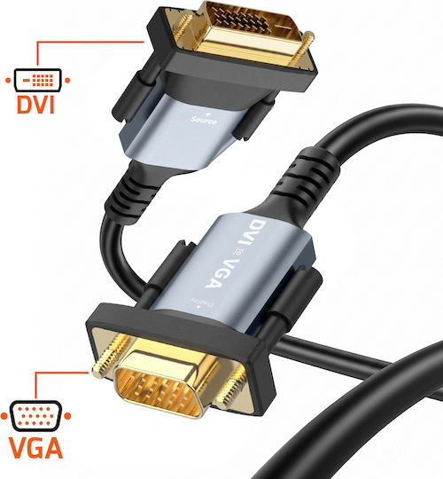 Linq Cable Adapter Video Dvi To Vga 1.8m Full Hd 1080p Resolution Black