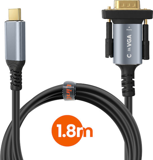Linq Видео адаптер кабел USB-C към VGA 1.8m Full HD 1080p резолюция Черен