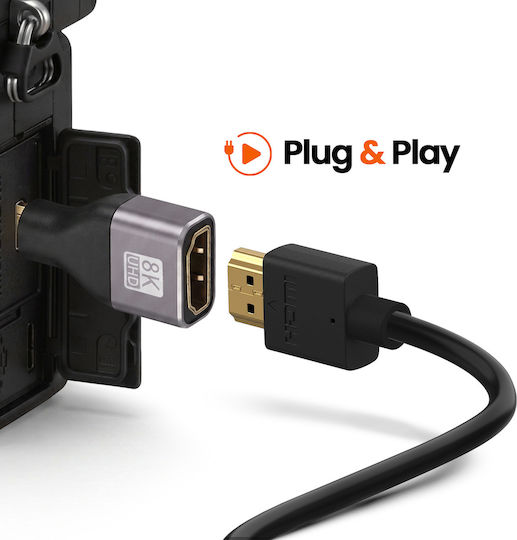 Linq Video Adapter Micro-hdmi Male To Hdmi 2.1 Female 8k Uhd Grey
