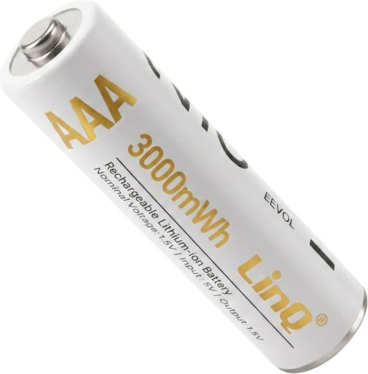 Linq 2-pack Aaa Rechargeable Lithium Batteries 3000mwh 1.5v White