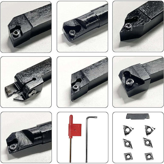 Satz Lathe Messer Abnehmbare Einsätze 7 Stück Drehwerkzeuge Bohrstange Hartmetall Einsatz Drehwerkzeuge 21 Stück