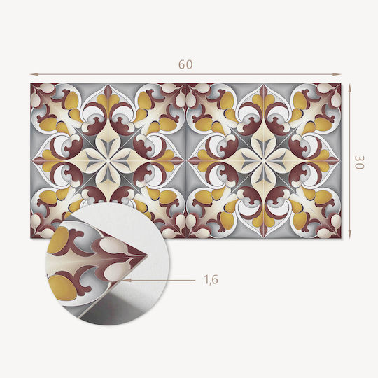Vinyl Tile Sticker Pack Mosaic Flower Pattern 6x60x30 Pcs