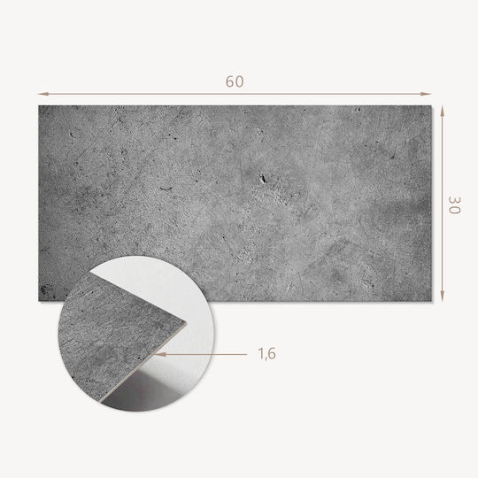 Set of Vinyl Tiles Printed Raw Concrete Texture 6x60x30 Pcs