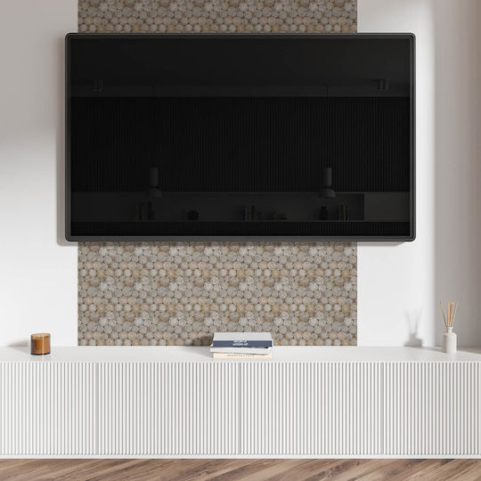 Ready To Apply Printed Vinyl Tiles Wooden Circle Pattern 6x60x30 Cm