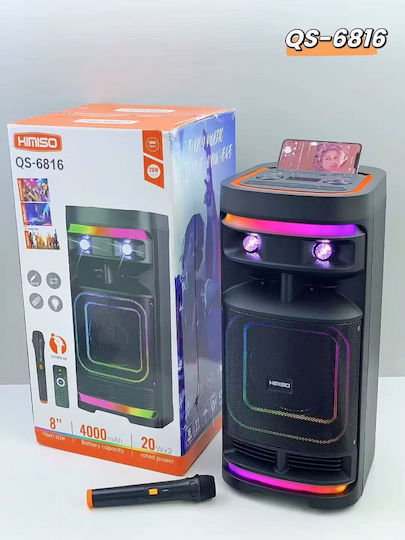 Kimiso Karaoke Lautsprecher mit Kabellosem Mikrofon und Lichteffekten QS-6816 260455 Schwarz