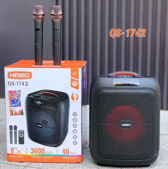 Kimiso Karaoke Speaker with Wireless Microphones and Lighting Effects QS-1742 260417 Black