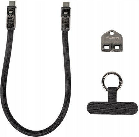 Lanberg Keychain Cable USB-C мъжки - USB-C 240W Черен 0.3m CA-CMCM-10LN-0003-BK