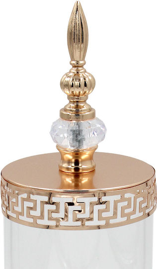 Keskor Φοντανιέρα Γυάλινη με Καπάκι 12.5x12.5x35cm Χρυσή