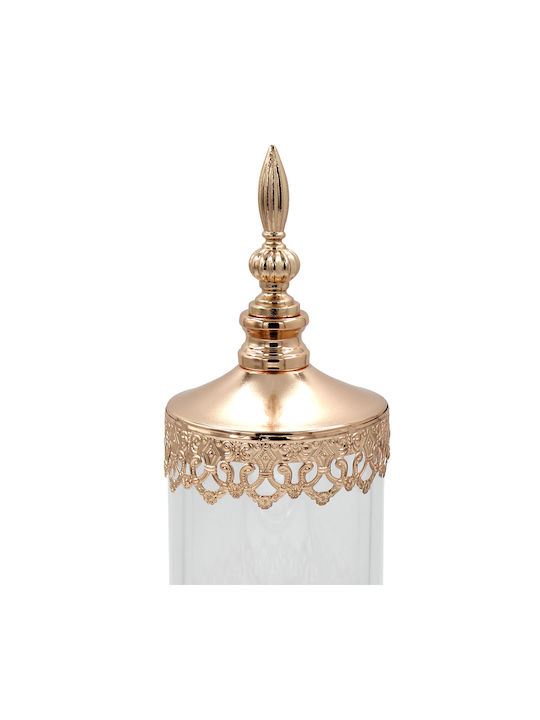Keskor Glass Sweet Jar with Lid 11.5x11.5x40cm Gold
