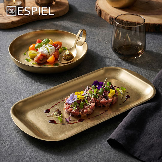 Espiel Antique Serving Plate Shallow Inox Gold with Diameter 18cm 2 Pieces