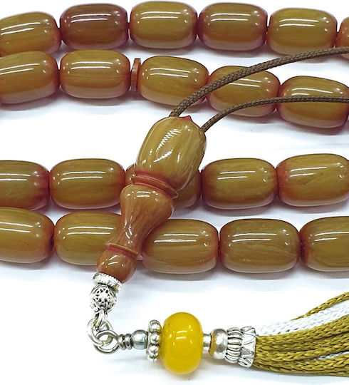 Roloi Komboloi Worry Beads with 33 Beads Made of Mastic Length 37cm Yellow