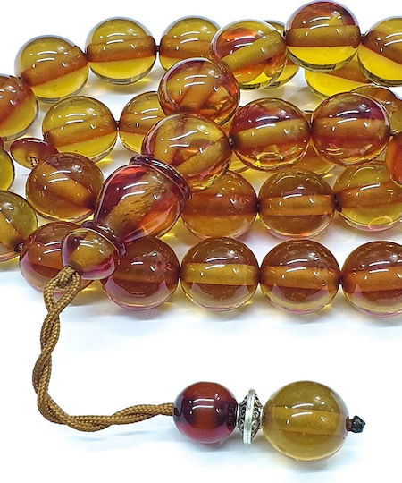 Roloi Komboloi Worry Beads with 33 Beads Made of Mastic Length 30cm Honey