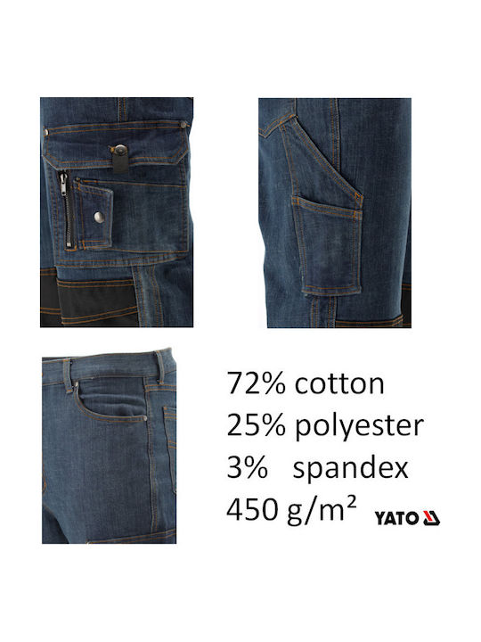 Yato Reflective Work Trousers Jeans Blue Yato Reflective Work Trousers Jeans Blue
