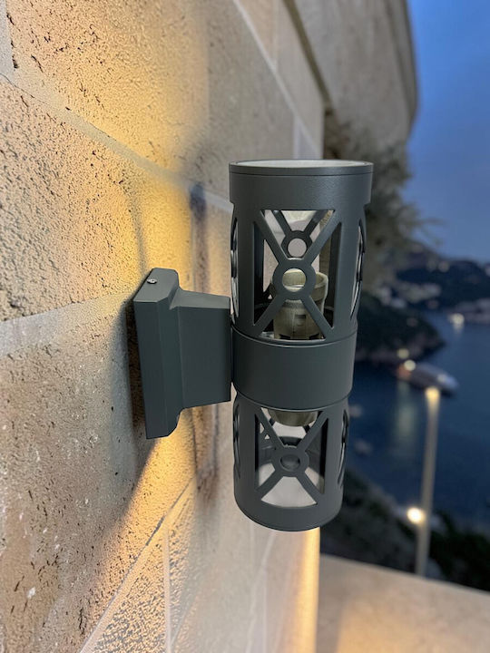 Epiplo-Fos Wall-Mounted Outdoor Light E27 Double Beam 10x10x26cm