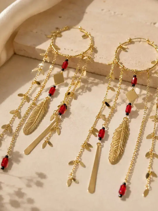 Kinzi Gold Plated Steel Dangle Earrings
