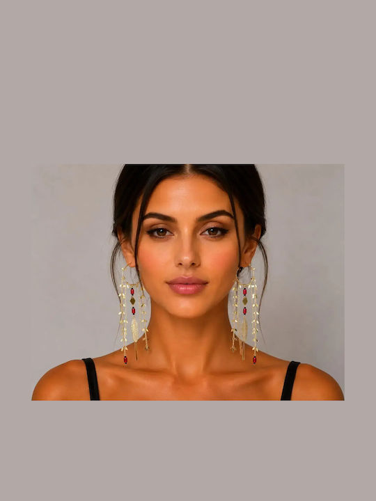 Kinzi Gold Plated Steel Dangle Earrings