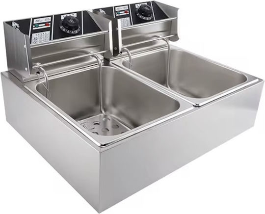 Alpha-Market Electric Double Fryer 5.6kW Capacity 2x20lt DT-1584