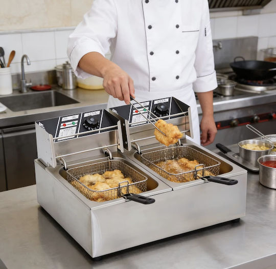 Alpha-Market Electric Double Fryer 5.6kW Capacity 2x20lt DT-1584