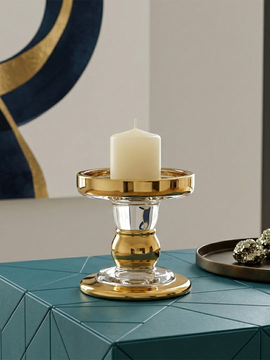 Keskor Glass Candle Holder in Gold Colour 8.5x8.5x8cm