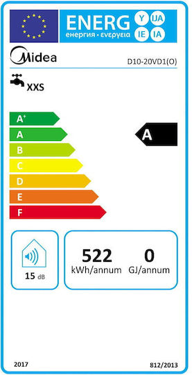 Midea Încălzitor de apă 10lt Glass Vertical 2kW cu Wi-Fi
