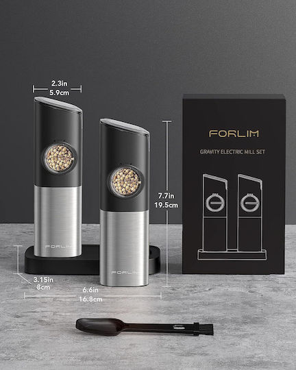 Forlim Set Râșnițe Electrice pentru Condimente Inox de Culoare Gri 2 Bucăți