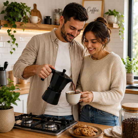Electric Stovetop Espresso Pot 12 Cups Black